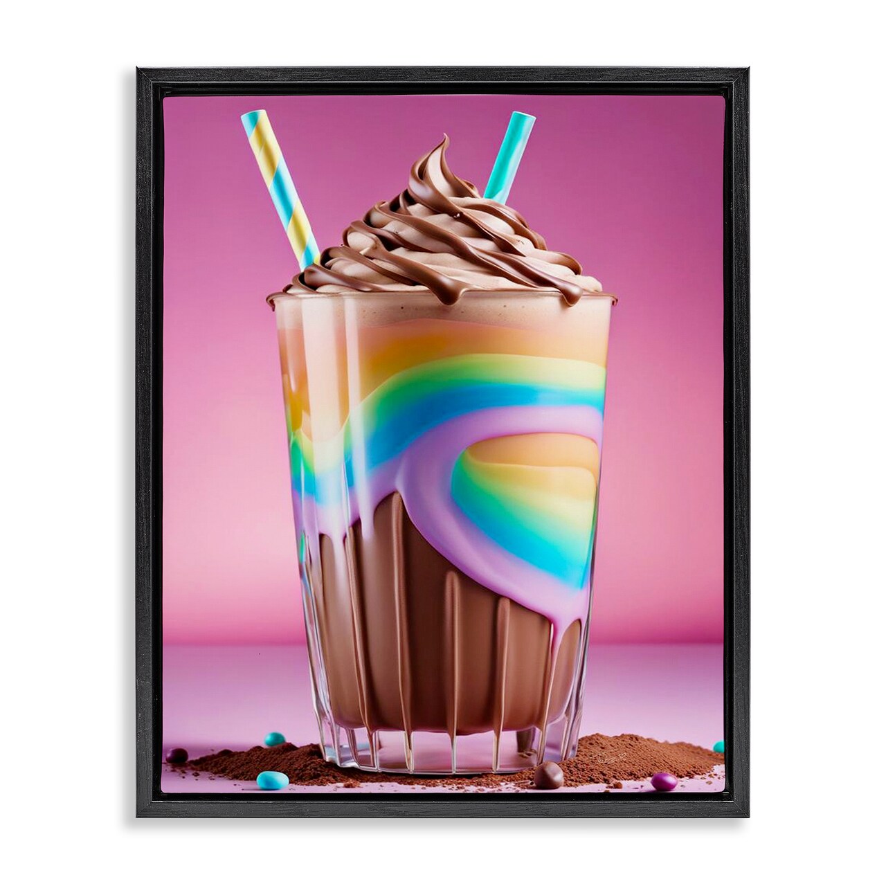 Stupell Industries Rainbow Hued Milkshake Floating Frame Design by Tabz Jones